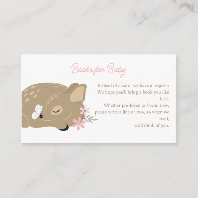 Adorable Fawn Girl Baby Shower Enclosure Card (Front)