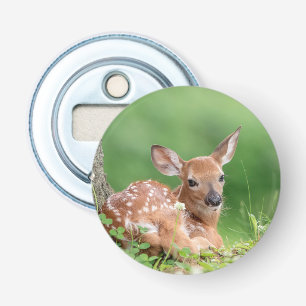Adorable Fawn laying under a tree Bottle Opener