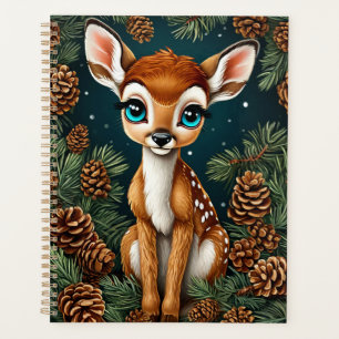 Adorable Fawn Surrounded by Pinecones Planner