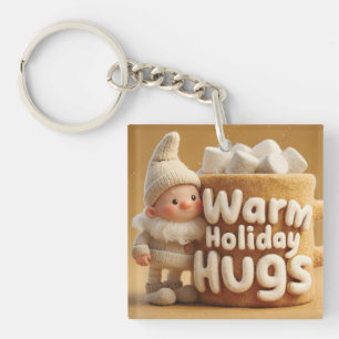 Adorable Felt Gnome with Marshmallow Mug  Keychain