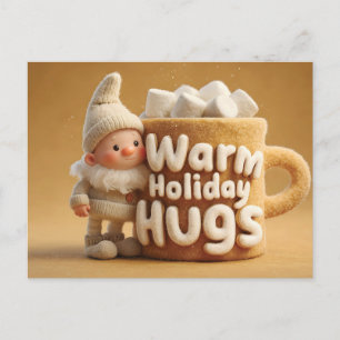 Adorable Felt Gnome with Marshmallow Mug Postcard