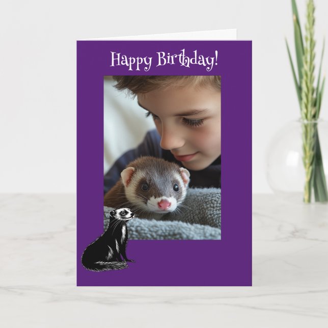 Adorable Ferret Fun Photo Carte Anniversaire (Devant)