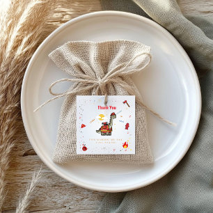Adorable Firefighter Dino  birthday  Favour Tags