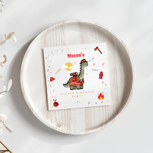 Adorable Firefighter Dino  birthday  Napkin