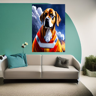 Adorable firefighter dog   AI Art  Poster