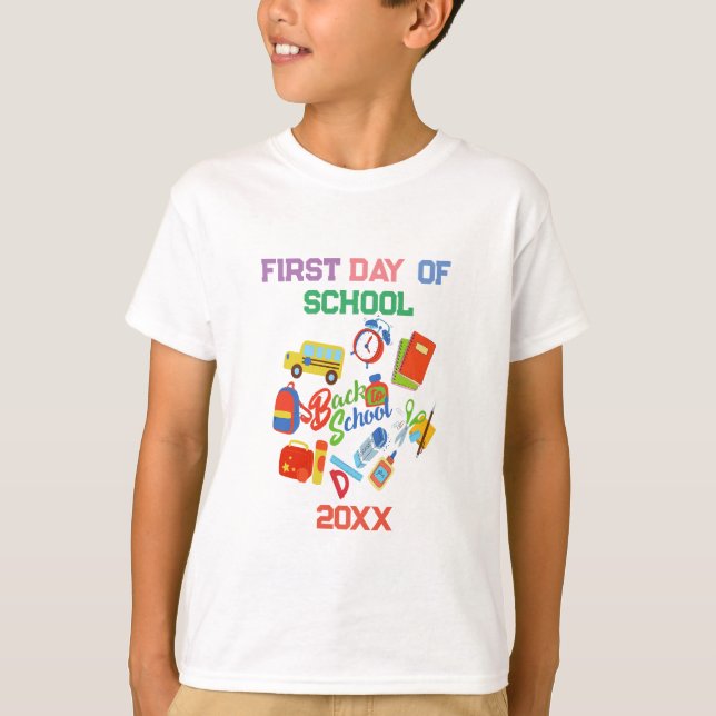 Adorable First Day of School Pattern T-Shirt (Front)