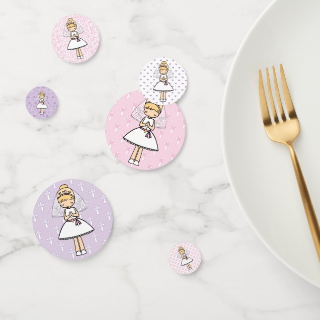 Adorable First Holy Communion blond girl name Confetti (Group)
