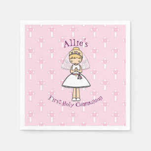 Adorable First Holy Communion little blonde  girl Napkin