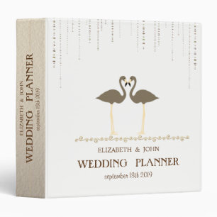 Adorable Flamingos In Love  Bridal Planner Binder