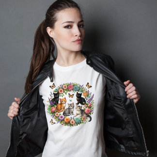 "Adorable Floral cat  T-Shirt