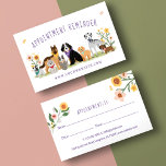 Adorable Floral Dog & Cat Pet Care Services White Appointment Card<br><div class="desc">The perfect appointment business card for your pet care services business. We've illustrated these cute and adorable animals. The cute little animals are wearing handkerchiefs with a lovely garden of florals nestled around them. The cute little animal characters are perfect for representing a pet sitter, pet groomer, pet care, pet...</div>