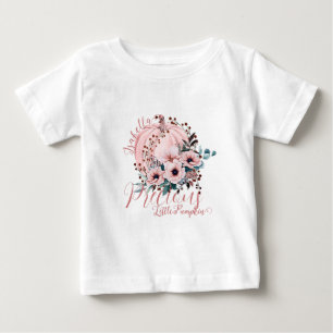 Adorable Floral Pumpkin Autumn Baby Girl White T-Shirt