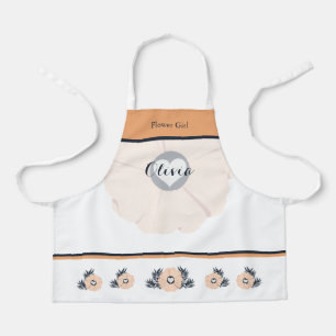 Adorable Flower Girl Floral Apron with Heart 