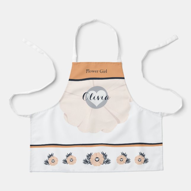 Adorable Flower Girl Floral Apron with Heart  (Front)