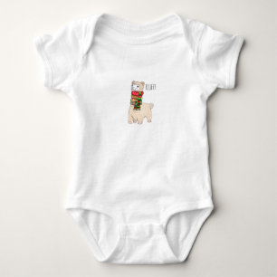 Adorable fluffly cheerful llama with a scarf baby bodysuit