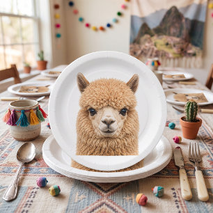 Adorable Fluffy Alpaca Animal Paper Plate