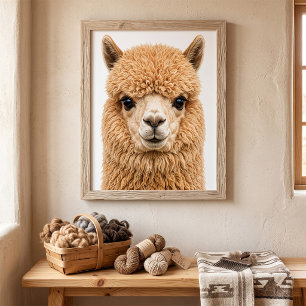 Adorable Fluffy Alpaca Animal Poster