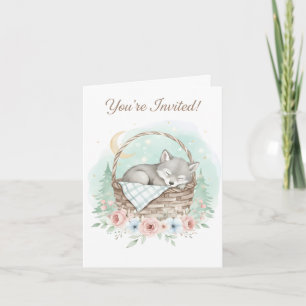 Adorable, fluffy baby wolf Baby Shower Invitation
