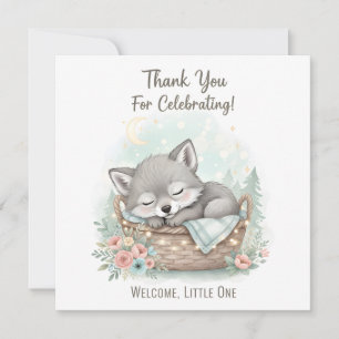 Adorable, fluffy baby wolf  Baby Shower  Thank You Card