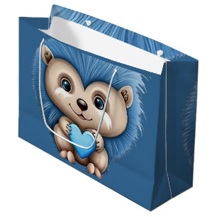 Adorable Fluffy Blue Animal Large Gift Bag