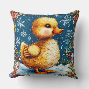 Adorable Fluffy Duckling Throw Pillow
