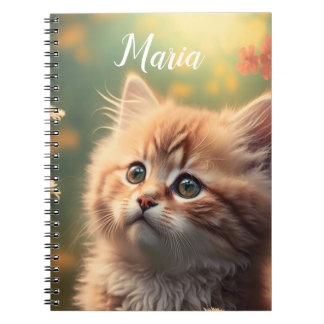  Adorable Fluffy Ginger Kitten, Customizable Notebook