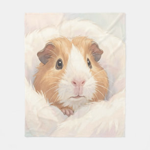 Adorable Fluffy Guinea Pig Portrait Fleece Blanket