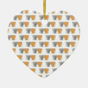 Adorable Fluffy Kittens Illustration Cat Art Ceramic Ornament