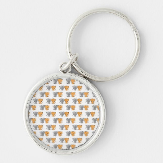 Adorable Fluffy Kittens Illustration Cat Art Keychain (Front)