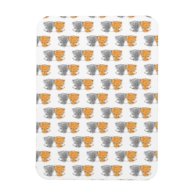 Adorable Fluffy Kittens Illustration Cat Art Magnet (Vertical)