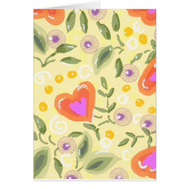 Adorable folk art heart of gratitude CARD (Front)