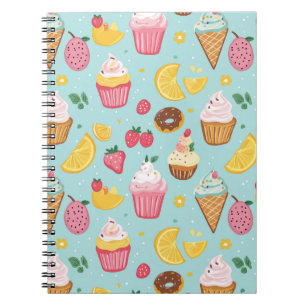 Adorable Food Items Illustration Pattern Notebook