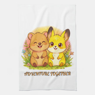 Adorable Forest Animal Friends Kawaii Kitchen Towel