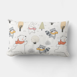 Adorable Forest Animals Lumbar Pillow