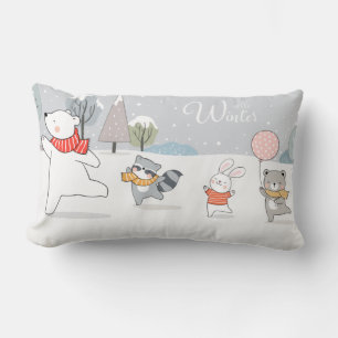 Adorable Forest Animals Lumbar Pillow