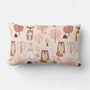 Adorable Forest Animals Lumbar Pillow