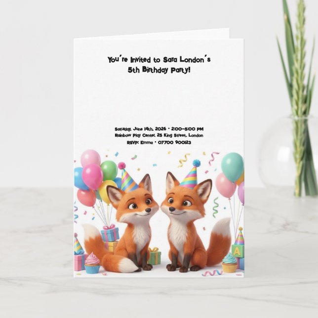 Adorable Fox Birthday  Card (Front)