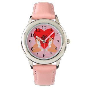 Adorable Fox Cartoon Love Heart Watch