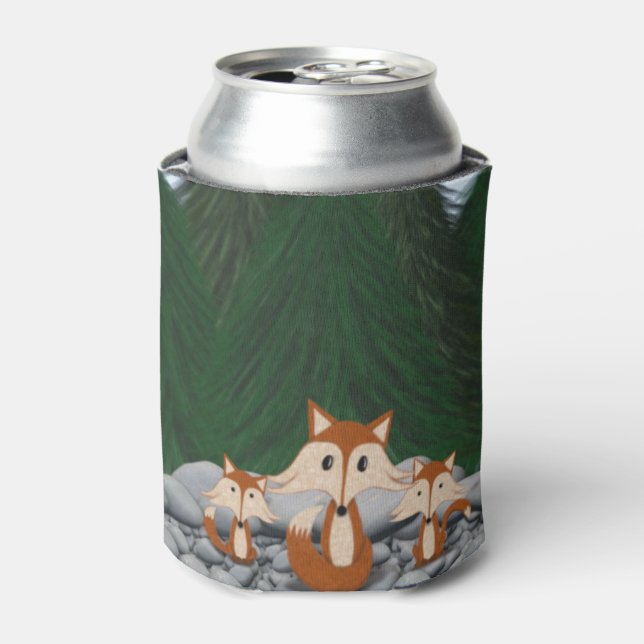 Adorable Fox Family Can Cooler (Can Front)