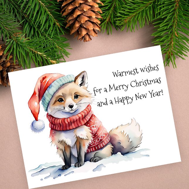 Adorable Fox in Festive Sweater Christmas Holiday Postcard (Creator Uploaded)