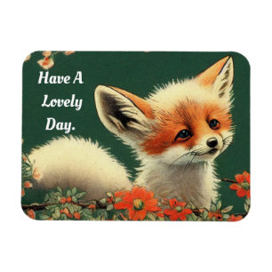 Adorable Fox In Flowers Flexible Magnet