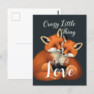 Adorable Fox Love Couple Illustration Postcard
