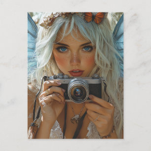 Adorable Freckles Fairy With a Camera Postcard