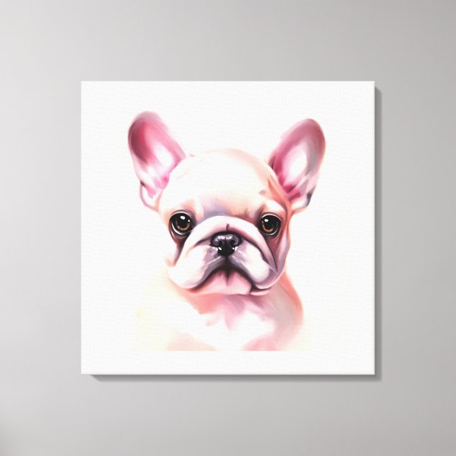 Adorable french bulldog painting canvas print (Front)