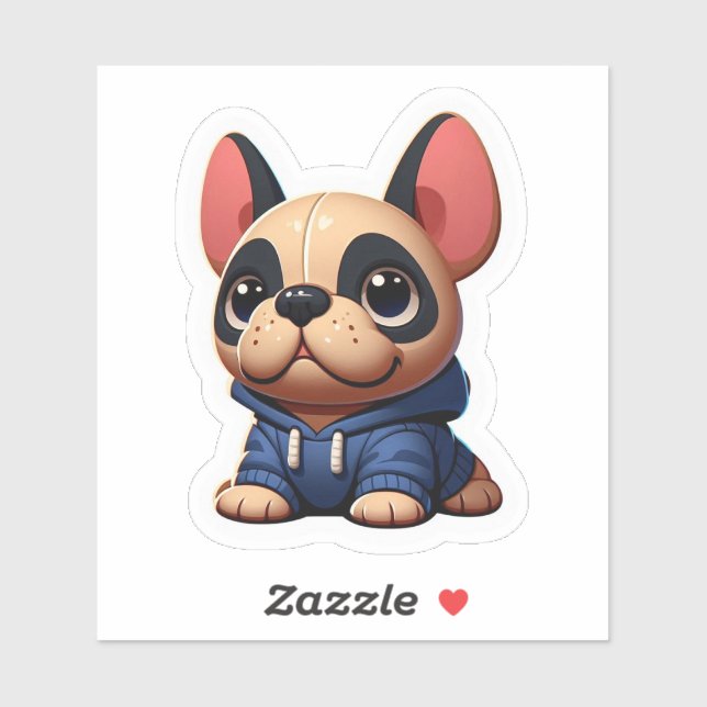 Adorable French Bulldog Puppy in Blue Hoodie (Sheet)