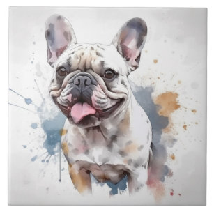 Adorable French Bulldog Watercolor Pet Tile