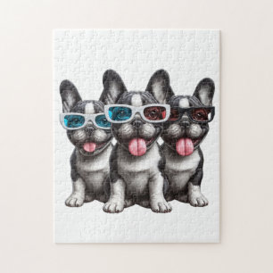 Adorable French Bulldogs With Sunglasses Jigsaw Puzzle