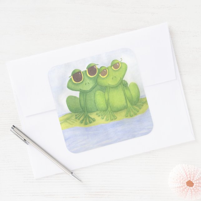 Adorable Frog Lovers Square Sticker (Envelope)