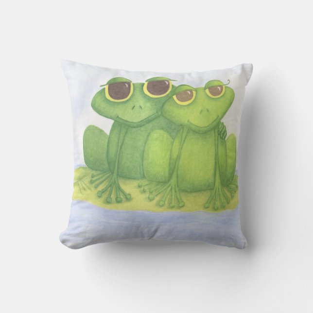 Adorable Frog Lovers Throw Pillow (Front)