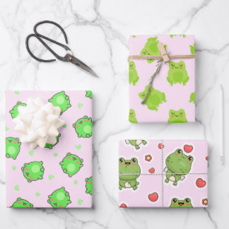 Adorable Frogs Collection - Cute Frog-Themed Wrapping Paper Sheet